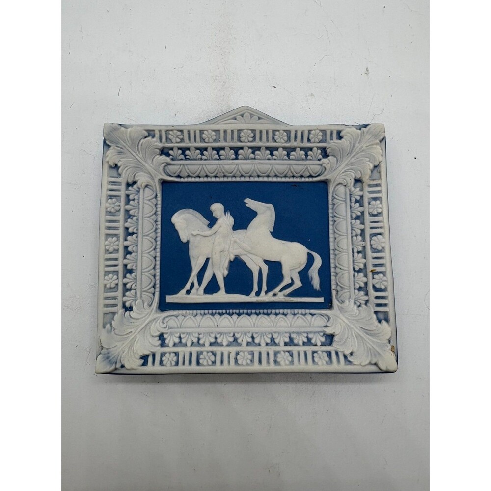 Wedgwood Style Jasperware Wall Hanging Ceramic Cameo Tile Cavalry Scene